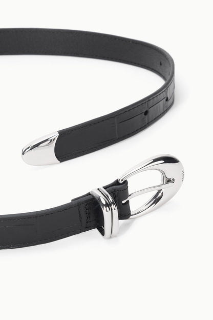 STAUD | Moon Buckle Belt - Black Croco