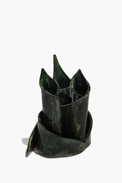 STAUD | Ceramic Triple Candlestick Holder Forest Glaze