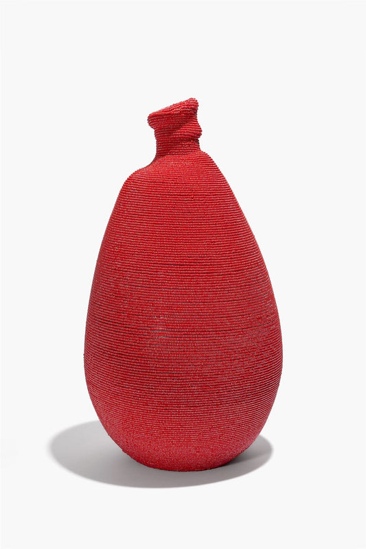 STAUD | Tall Beaded Vase Red