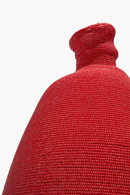 STAUD | Tall Beaded Vase Red