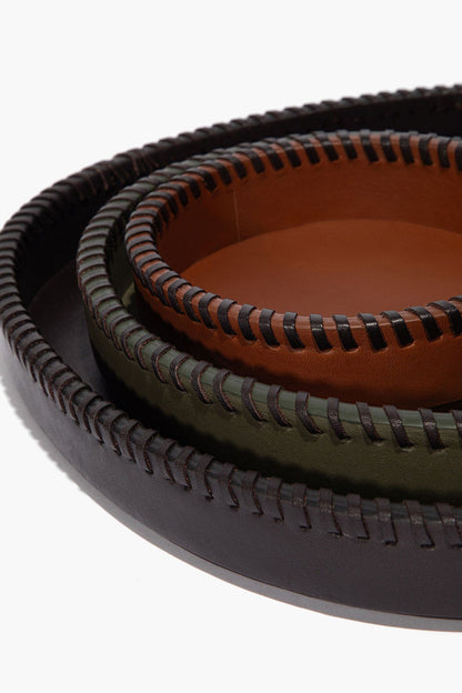 STAUD | Foundry Leather Trays Espresso Moss Tan