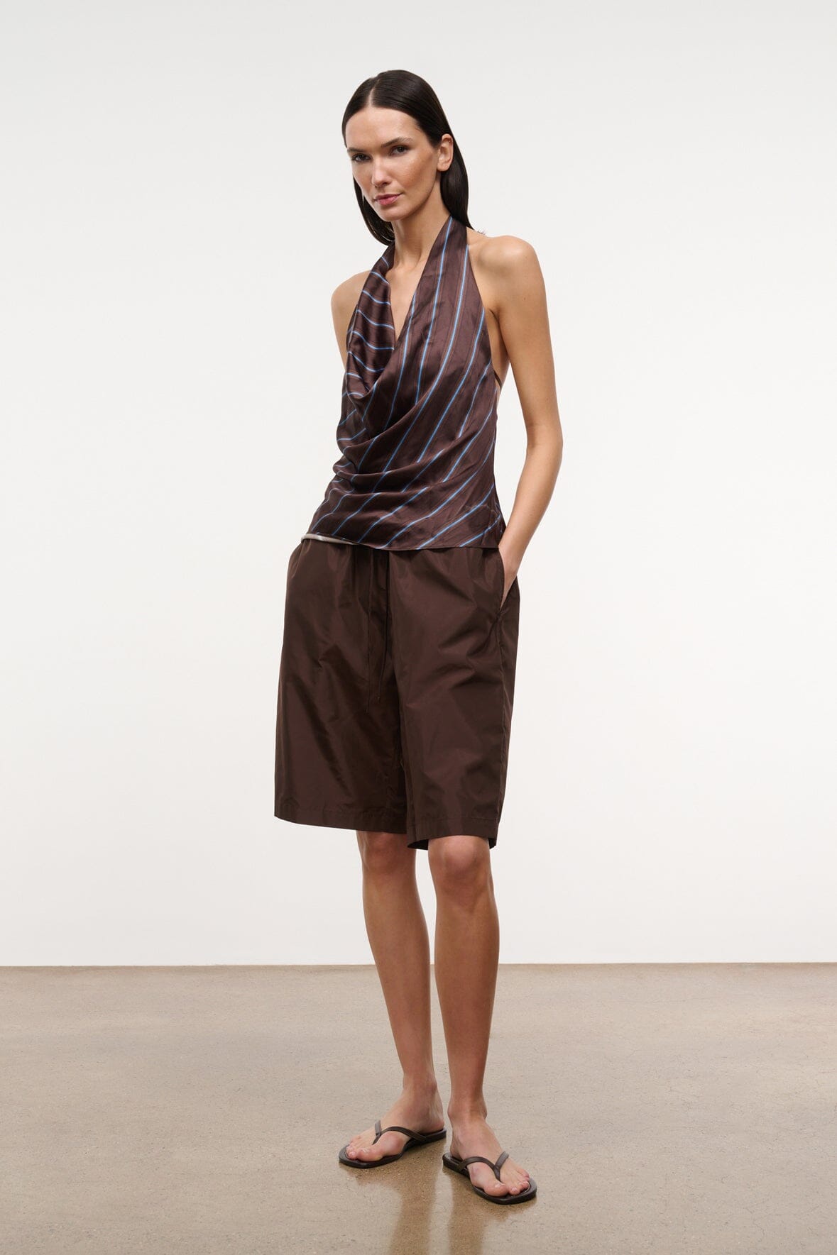 STAUD | Liora Silk Top Redondo Stripe