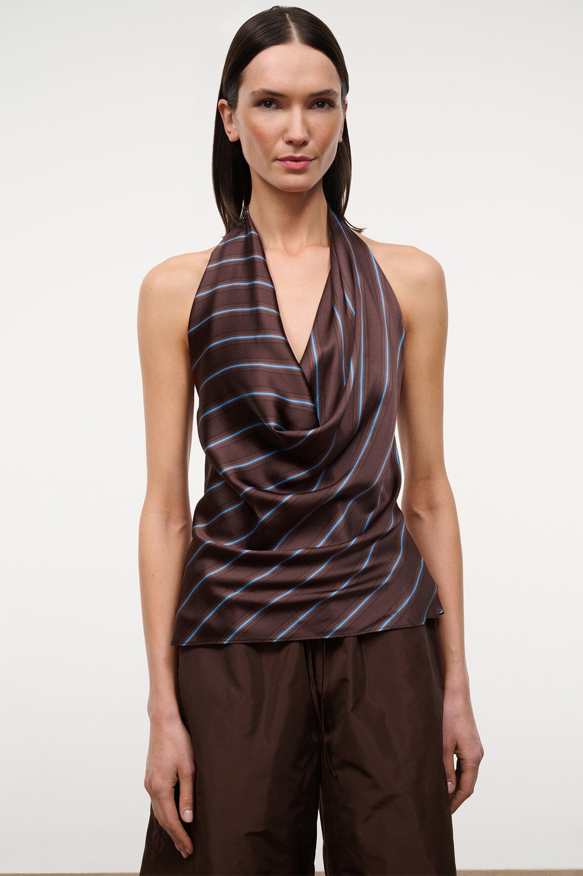STAUD | Liora Silk Top Redondo Stripe