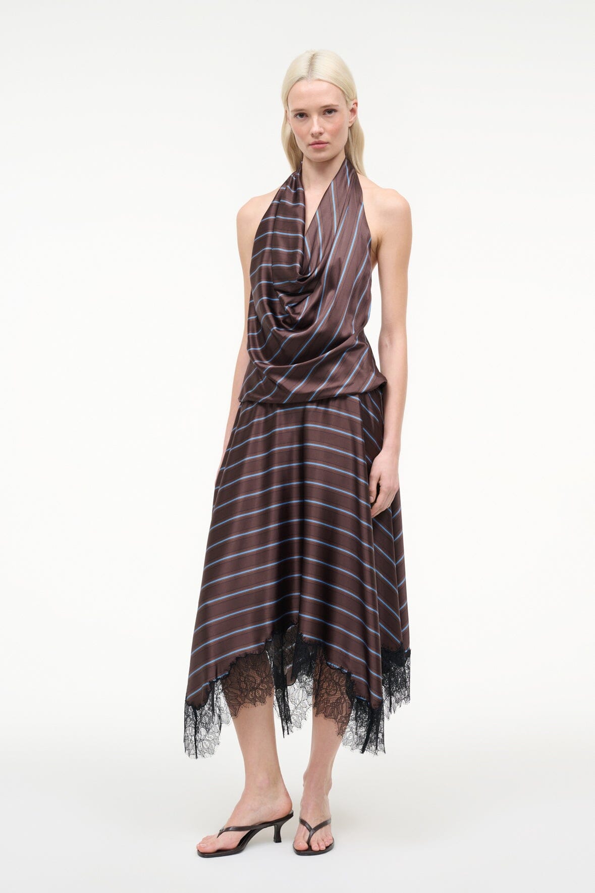 STAUD | Elira Silk Dress Redondo Stripe