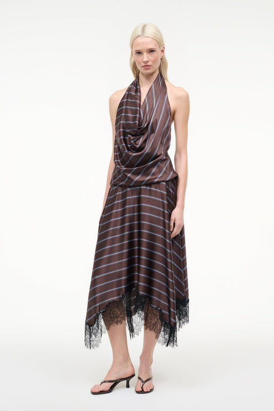 STAUD | Elira Silk Dress Redondo Stripe