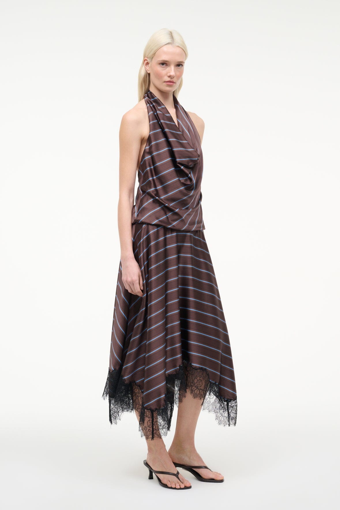 STAUD | Elira Silk Dress Redondo Stripe