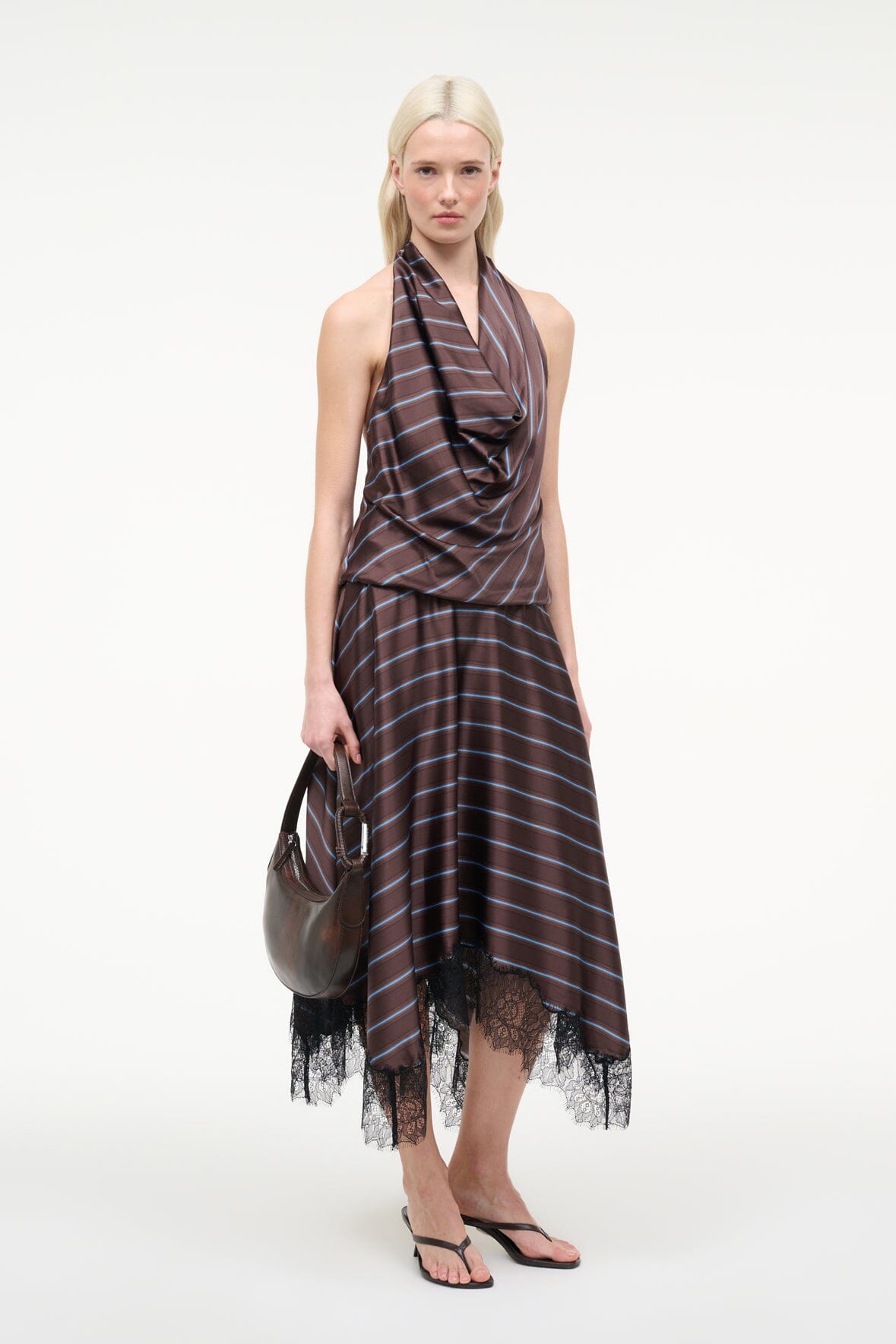 STAUD | Elira Silk Dress Redondo Stripe
