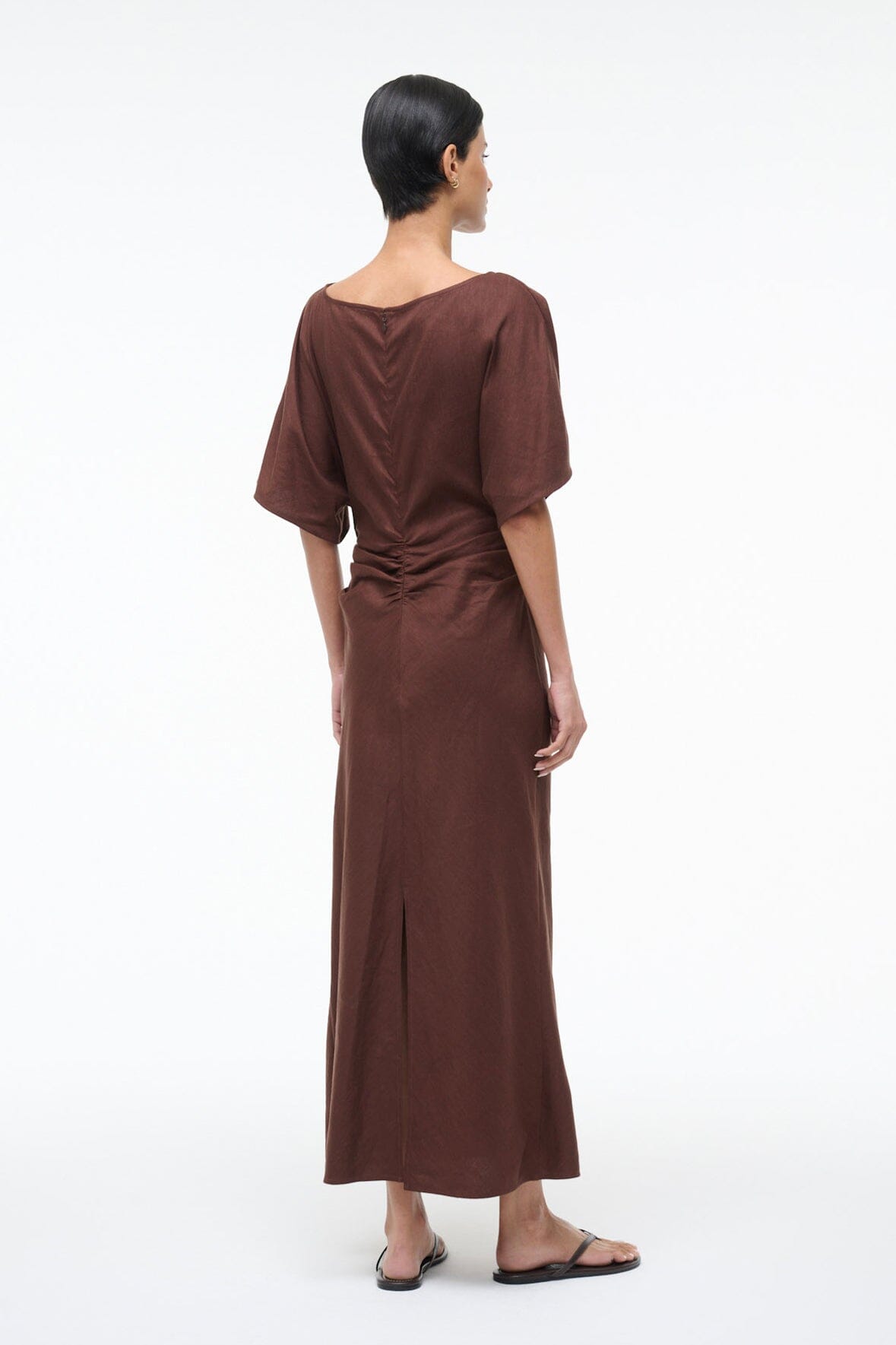 STAUD | Amelie Linen Dress Dark Oak