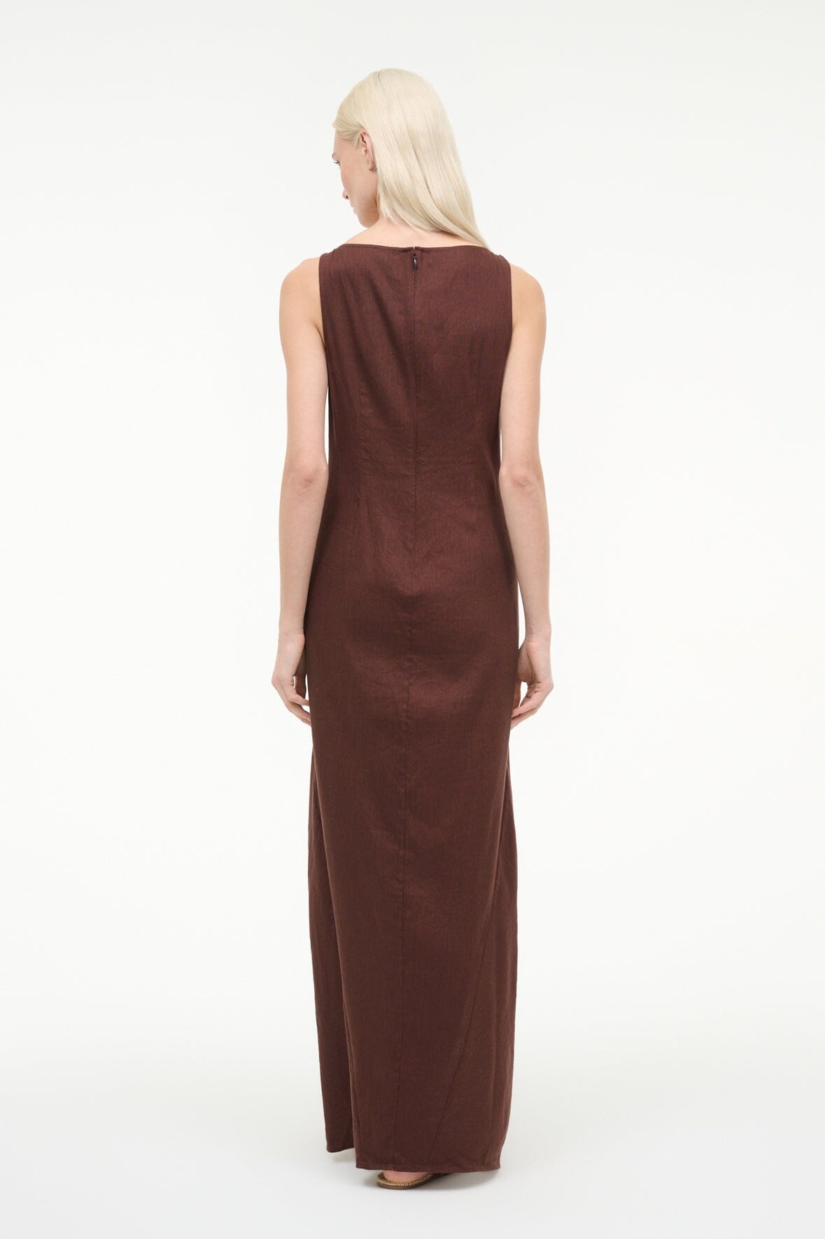 STAUD | Costa Linen Dress Dark Oak
