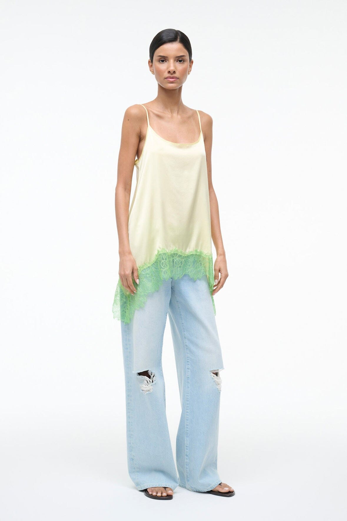 STAUD | Chloe Silk Cami Key Lime Sprout