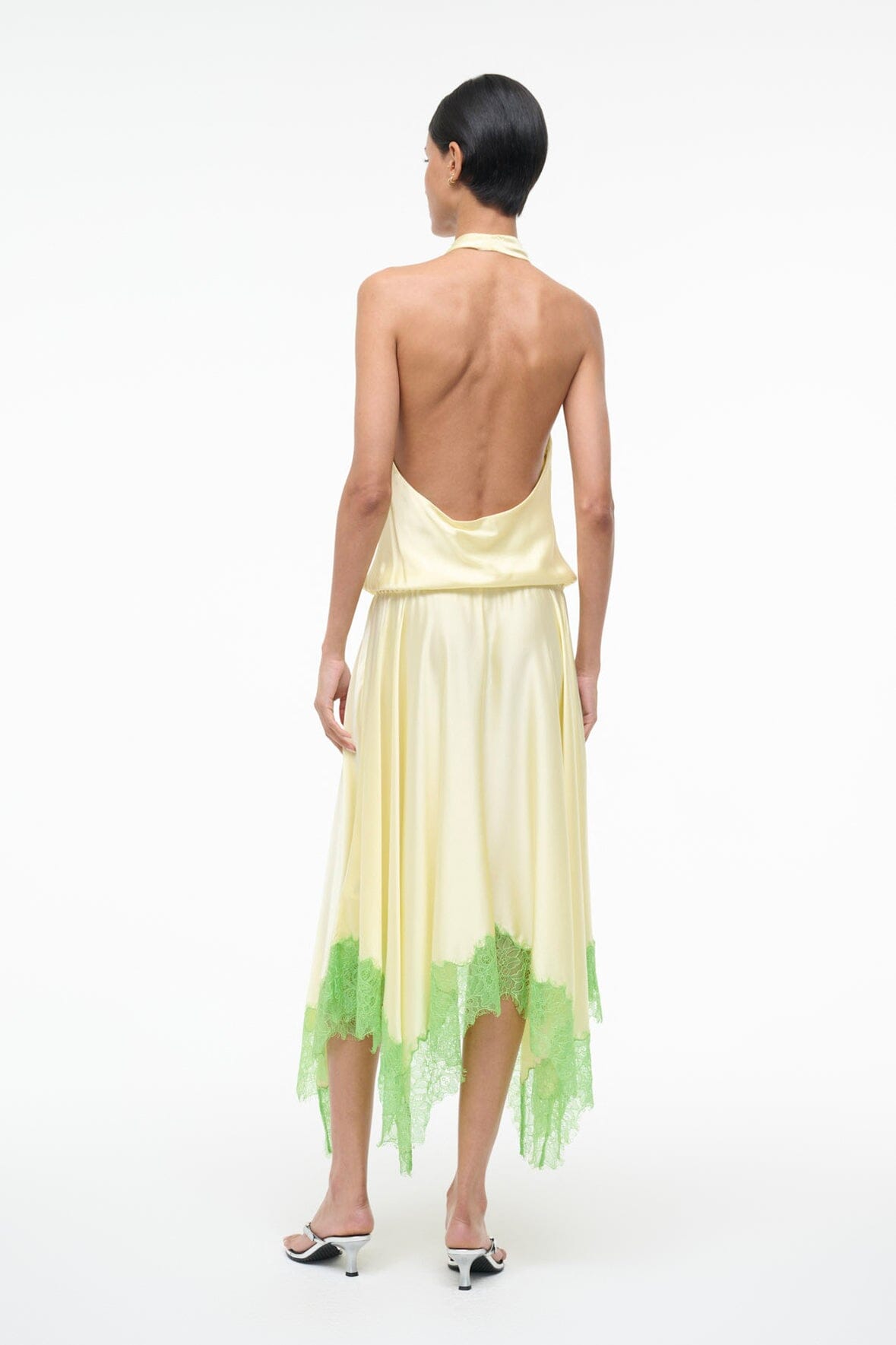 STAUD | Elira Silk Dress Key Lime Sprout