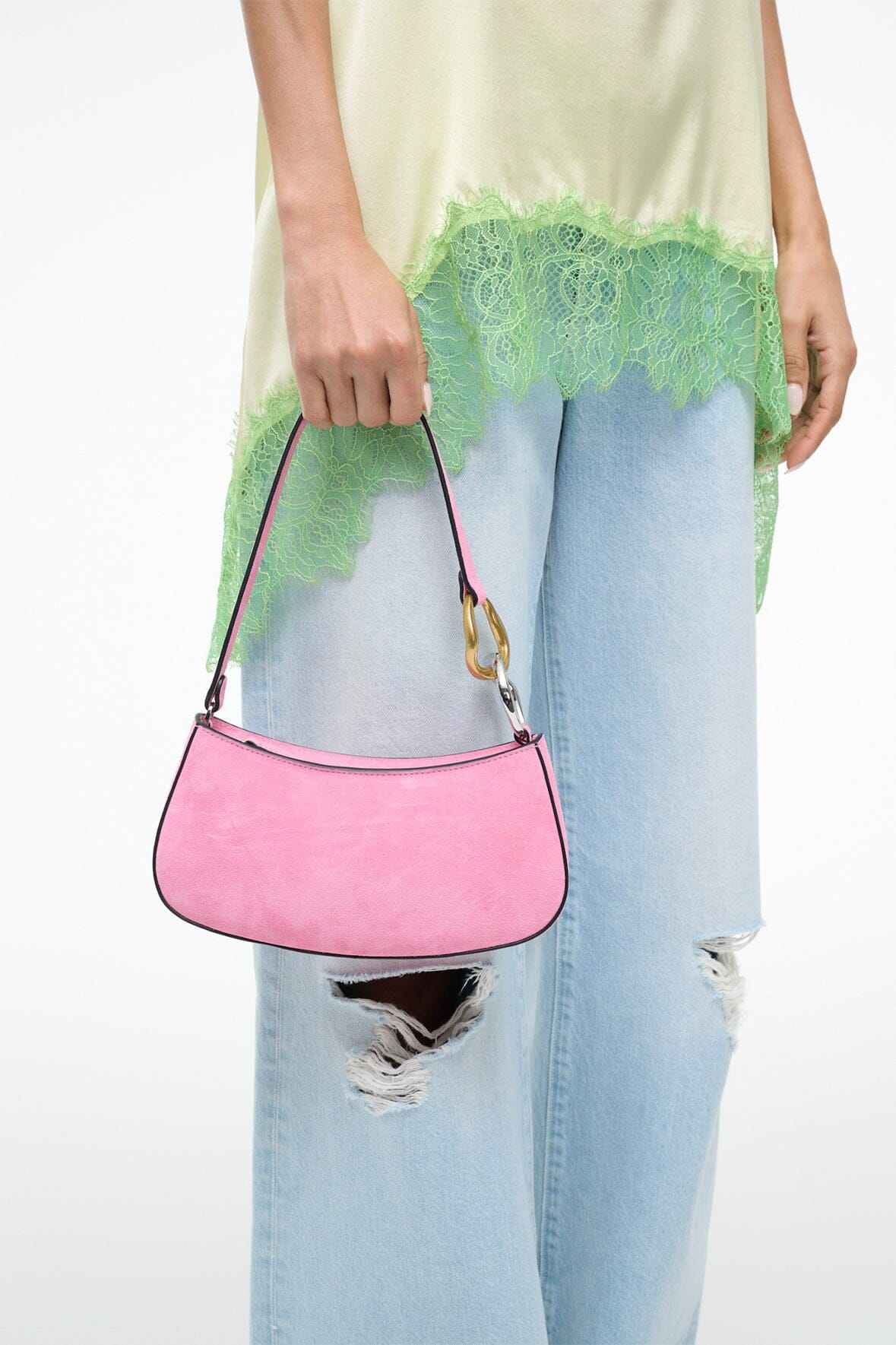 STAUD | Ollie Bag Orchid Pink Suede Mini Shoulder Bag - Staud