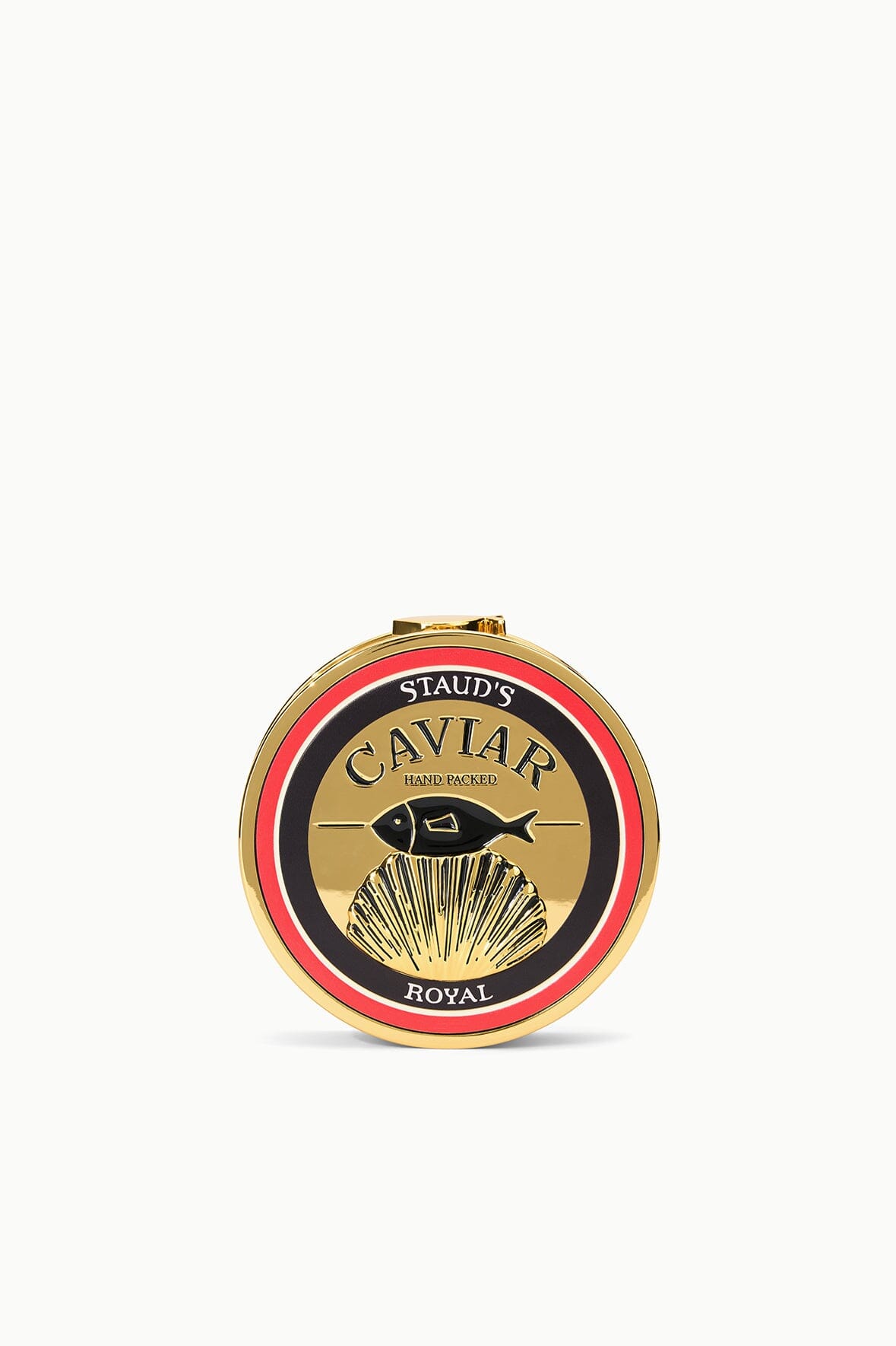 STAUD | Gold Caviar Tin Clutch With Chain Strap - Staud
