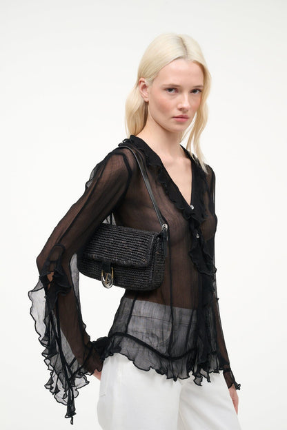 STAUD | Harlow Raffia Bag Black