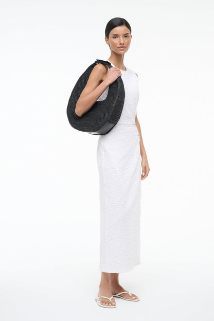 STAUD | Large Raffia Moon Tote Bag Black