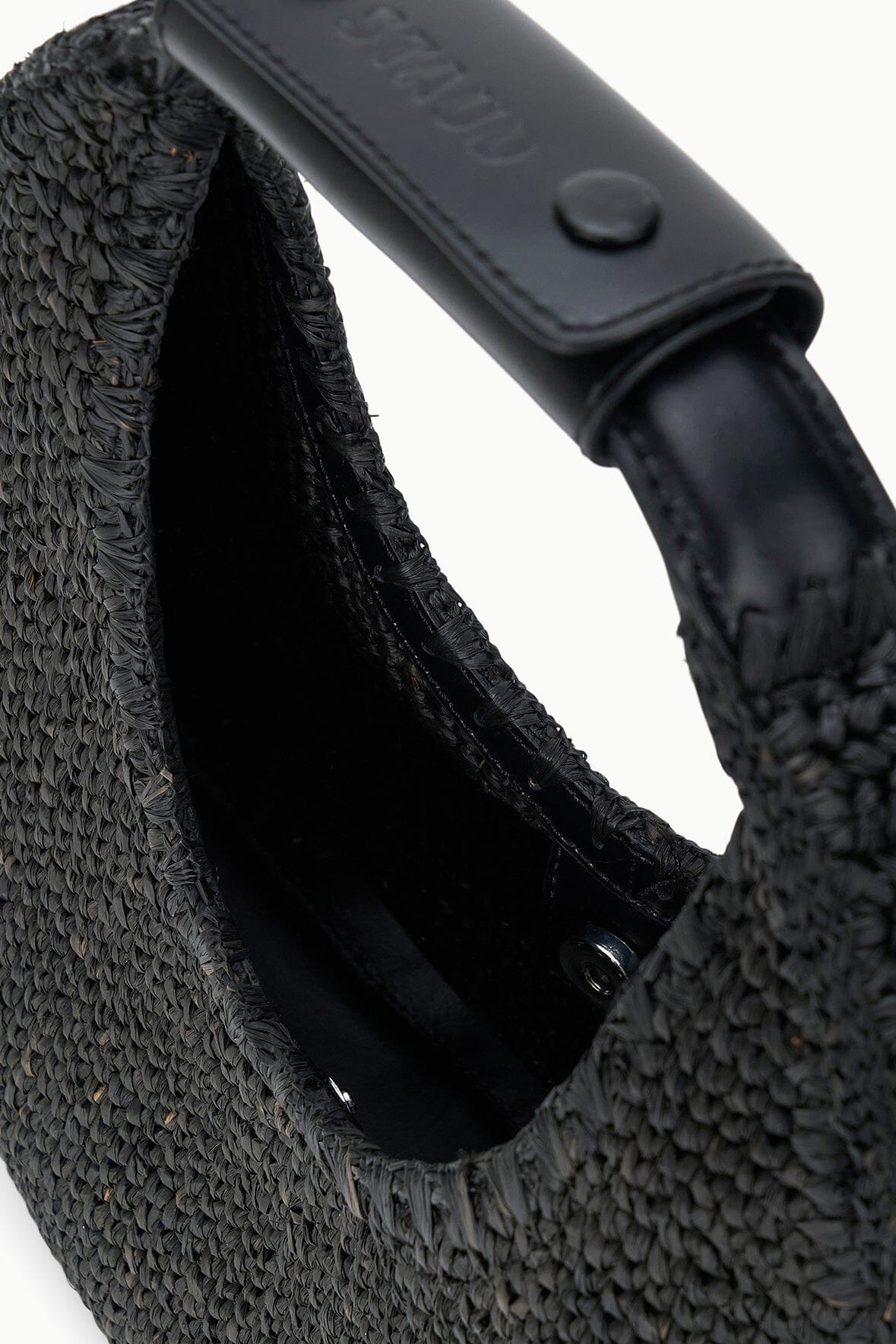 STAUD | Moon Raffia Tote Bag Black