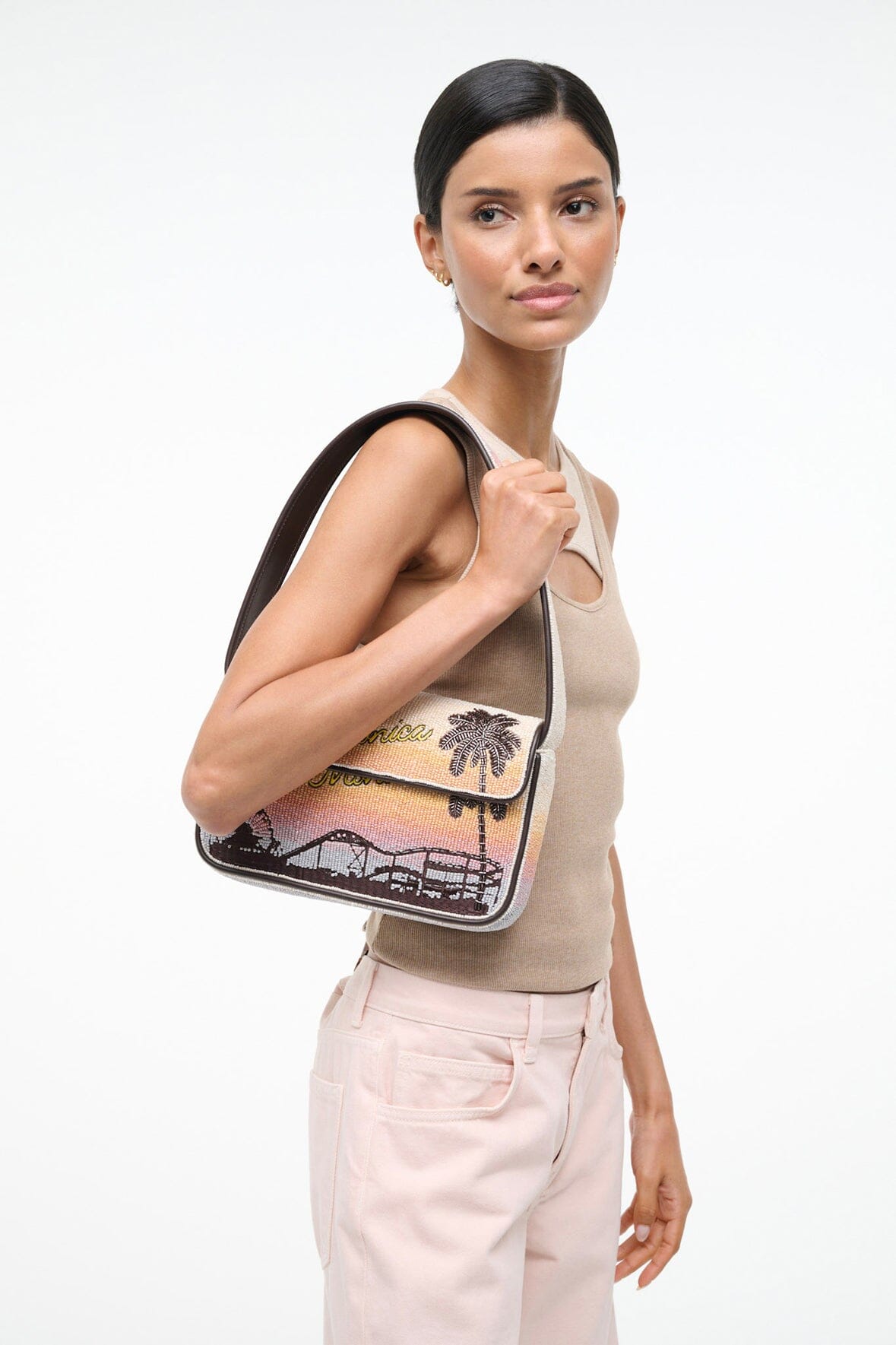 STAUD | Tommy Beaded Bag Santa Monica Sunset