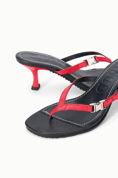 STAUD | Flynn Kitten Heel Black Red Rose