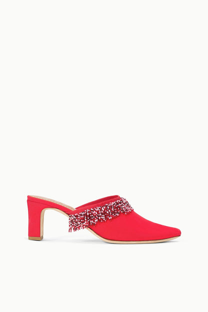 STAUD | Joanna Kitten Heel Mule Red Rose