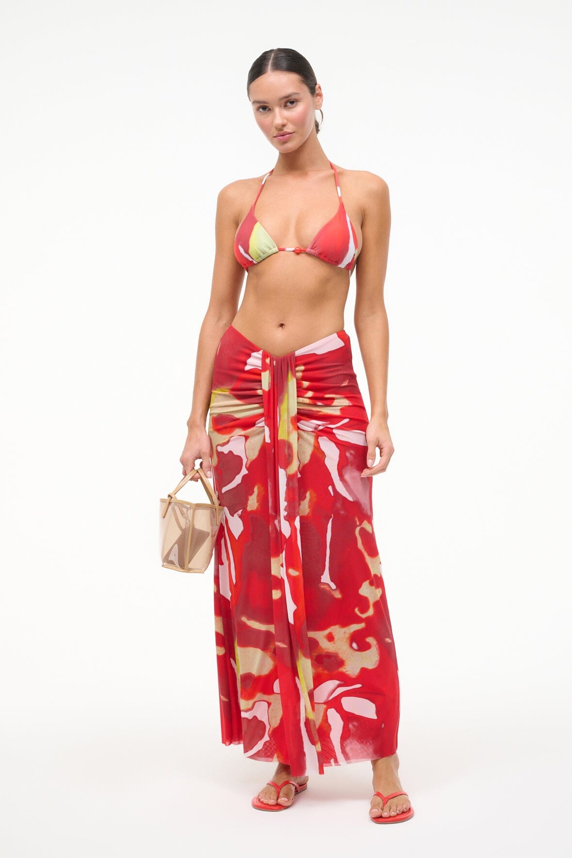STAUD | Soraya Mesh Skirt Red Zone