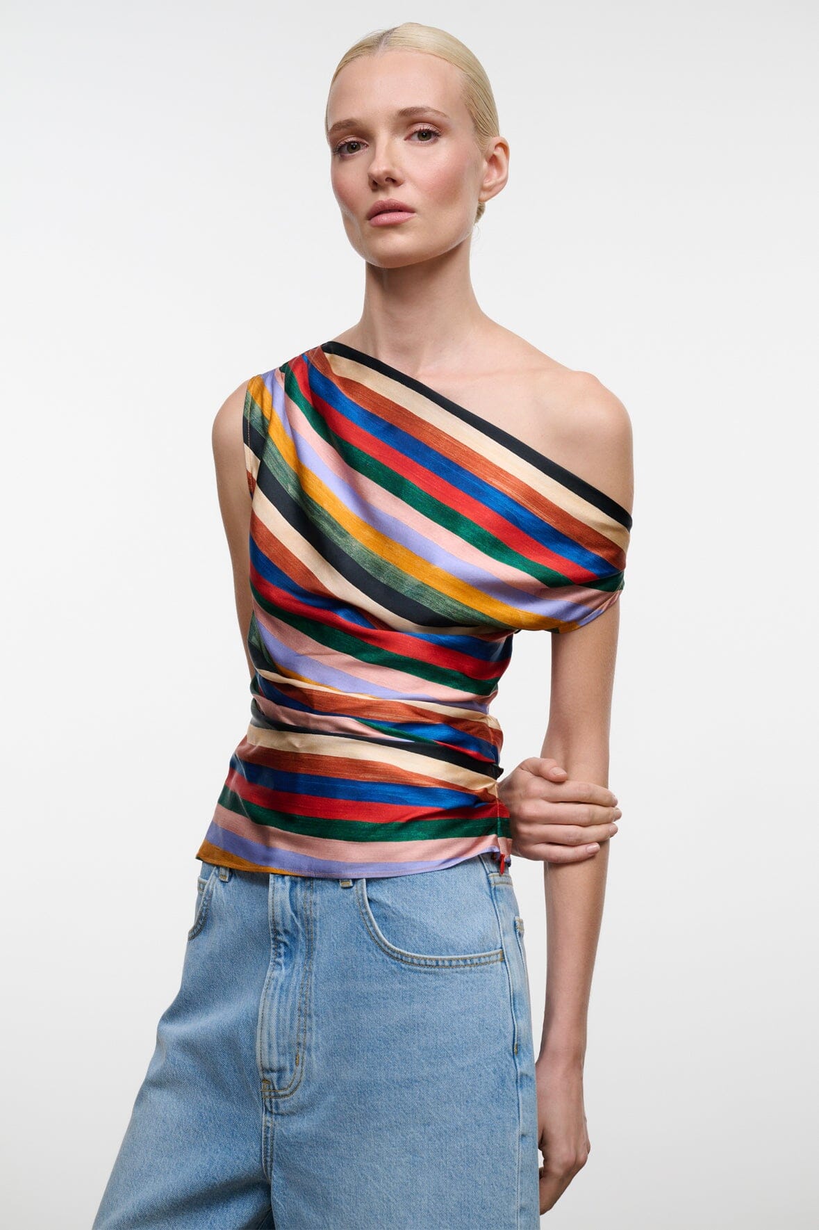 STAUD | Phare Silk Top Artist Stripe