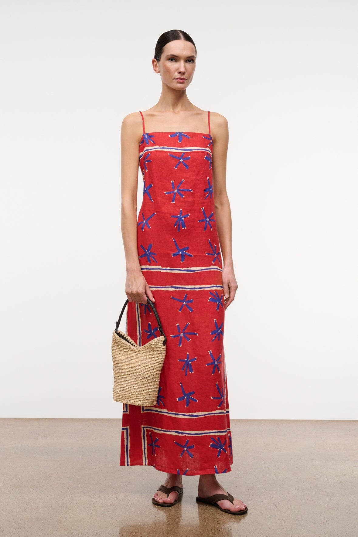 STAUD | Laura Linen Dress Painted Foulard