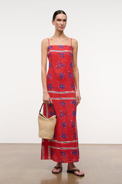 STAUD | Laura Linen Dress Painted Foulard