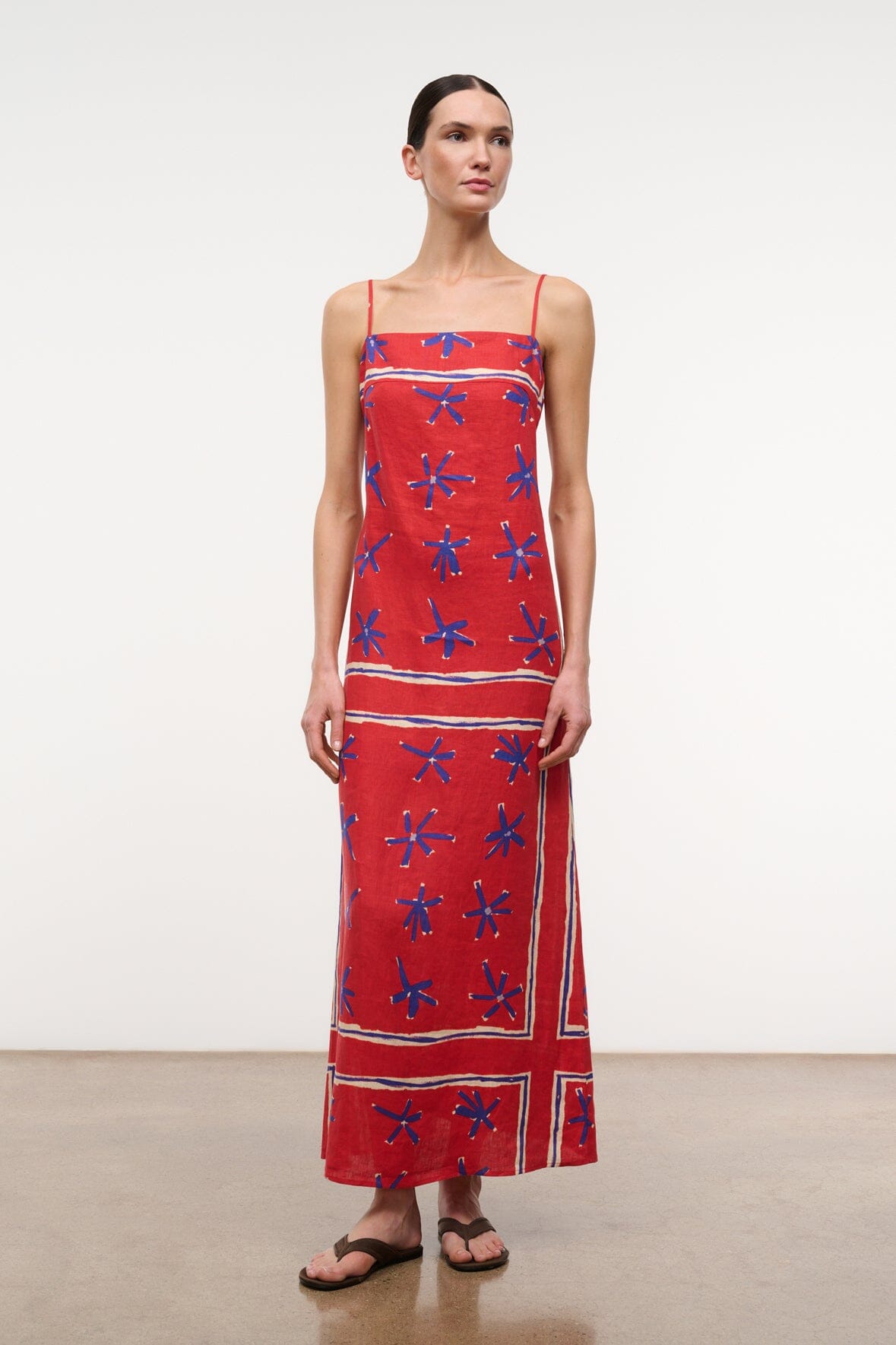 STAUD | Laura Linen Dress Painted Foulard