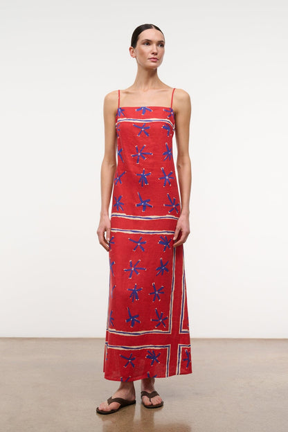 STAUD | Laura Linen Dress Painted Foulard
