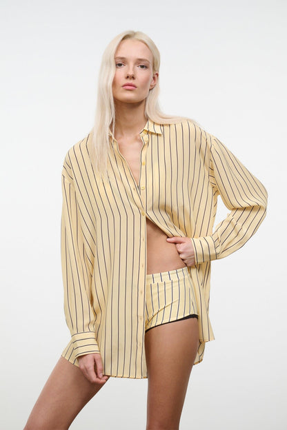 STAUD | Nolan Silk Shirt Monday Stripe