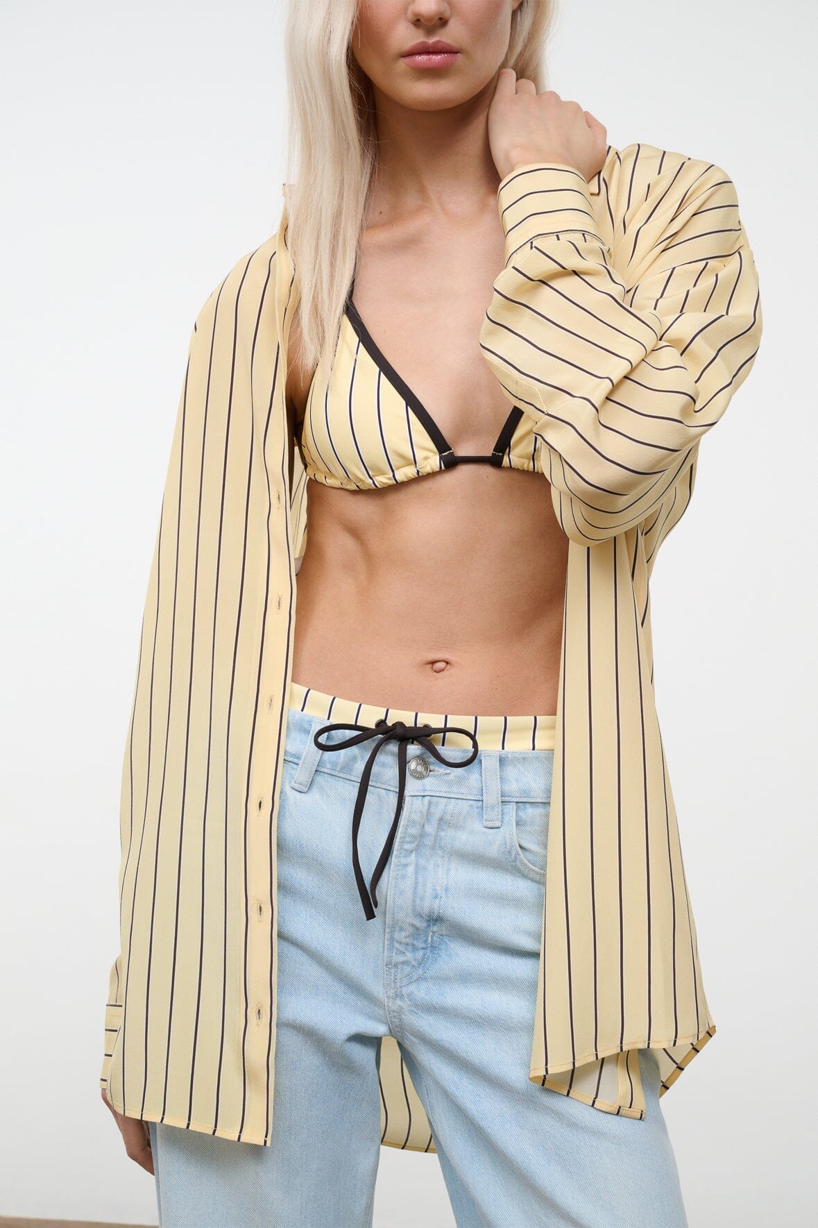STAUD | Nolan Silk Shirt Monday Stripe