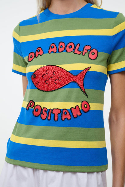 STAUD | Weekend Crew Tee Costa Stripe