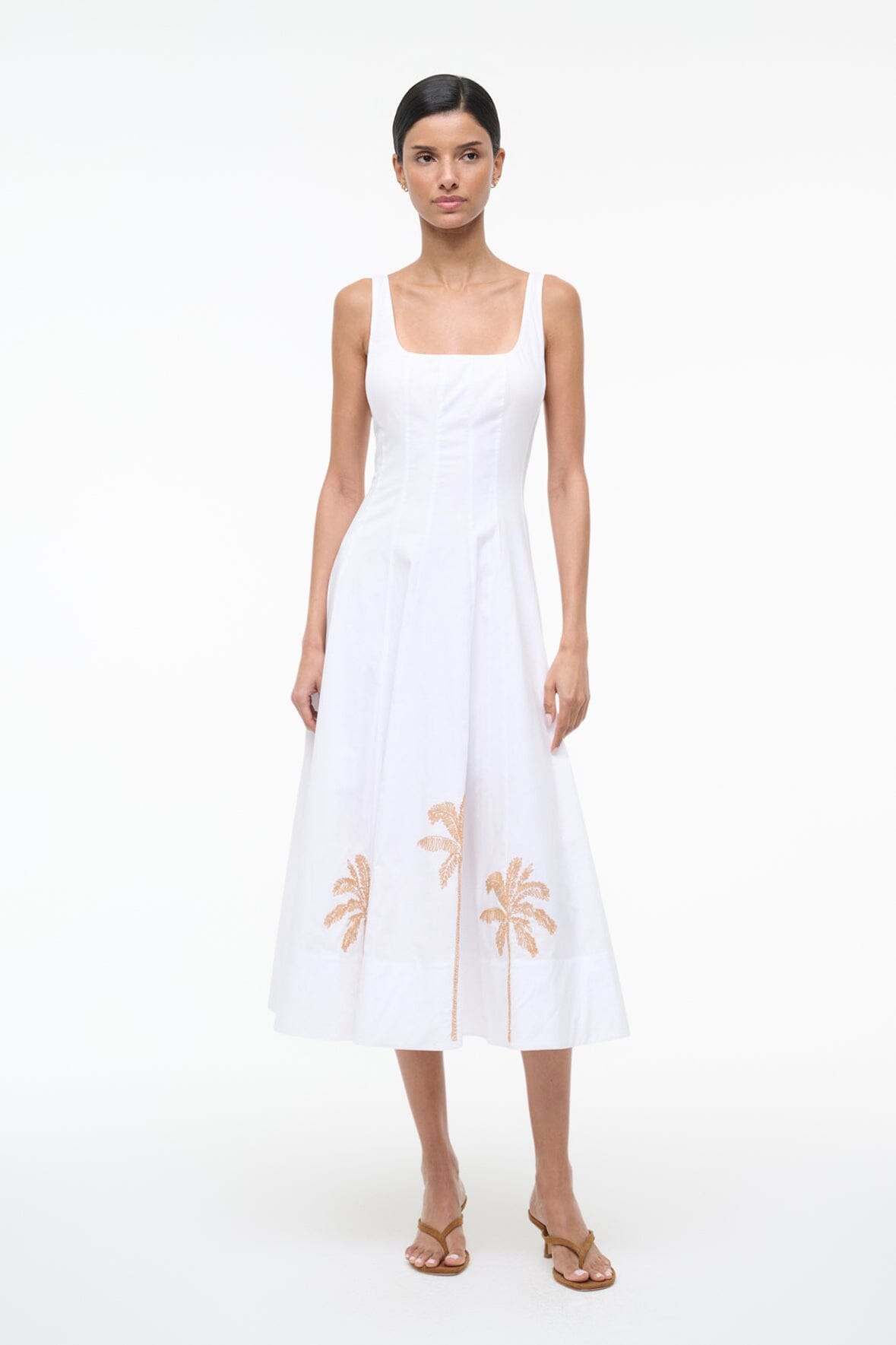 STAUD | Wells Dress White Embroidery 1