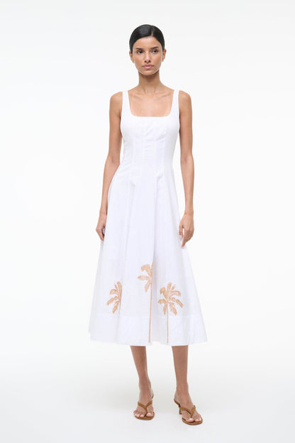 STAUD | Wells Dress White Embroidery 1