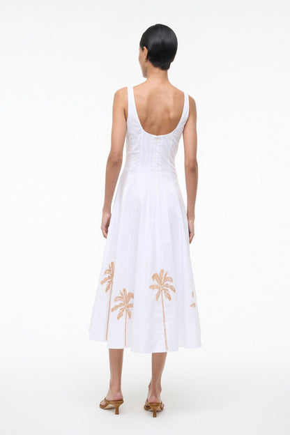 STAUD | Wells Dress White Embroidery 1