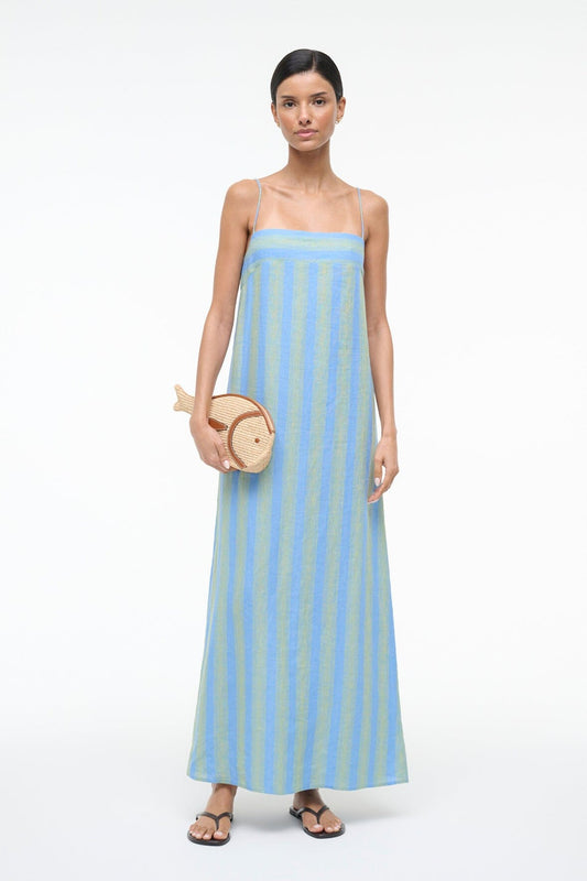 STAUD | Laura Linen Dress Seaport Stripe