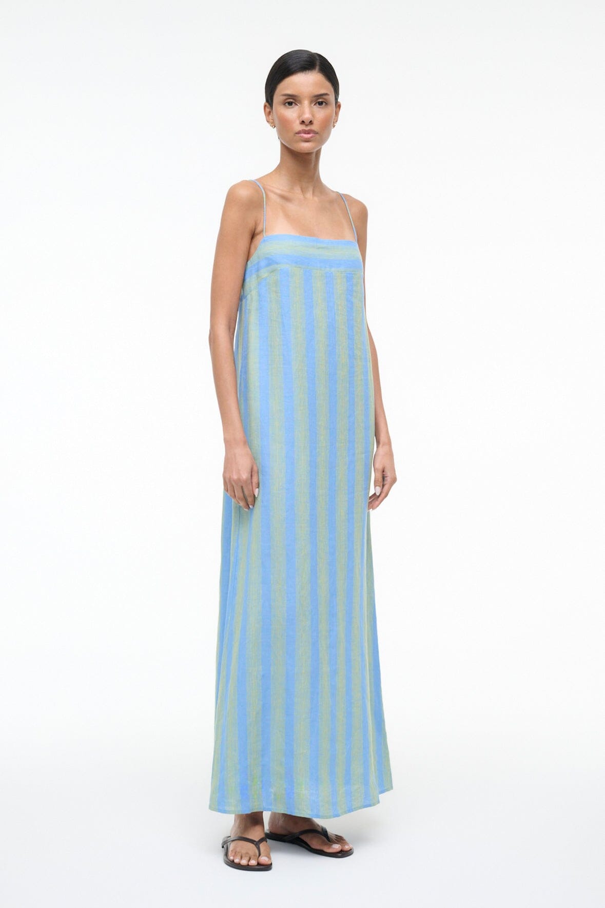 STAUD | Laura Linen Dress Seaport Stripe