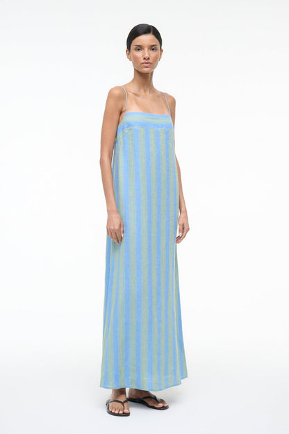 STAUD | Laura Linen Dress Seaport Stripe