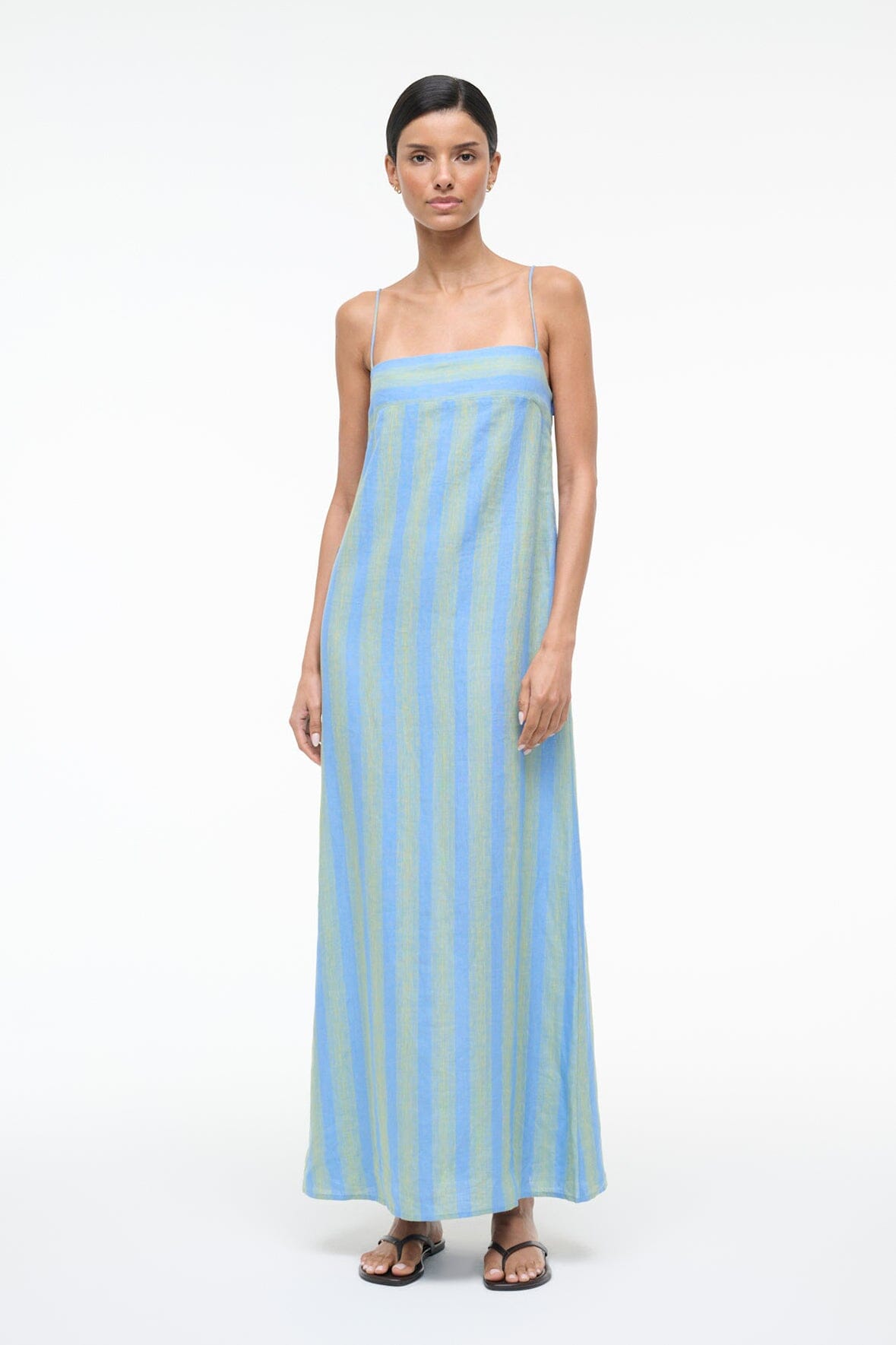 STAUD | Laura Linen Dress Seaport Stripe