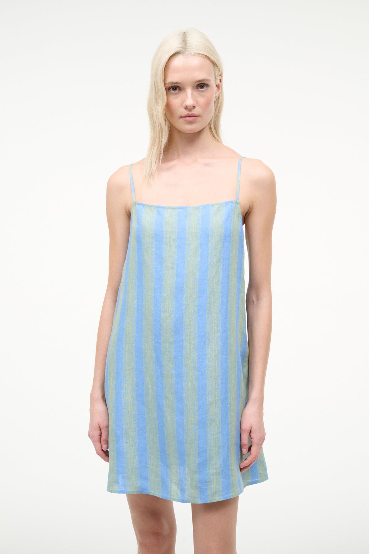 STAUD | Laura Linen Mini Dress Seaport Stripe