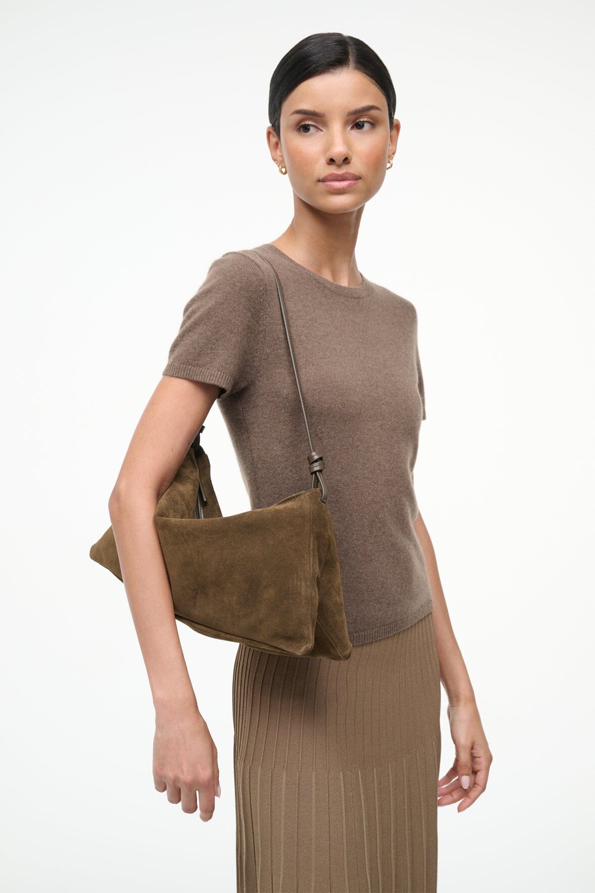 STAUD | Wally Shoulder Bag Truffle Suede