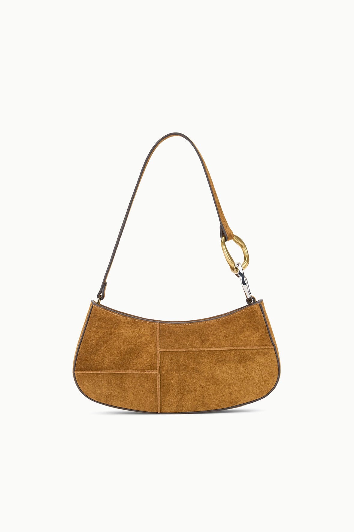 STAUD | Ollie Bag Tan Patchwork Suede Mini Shoulder Bag - Staud