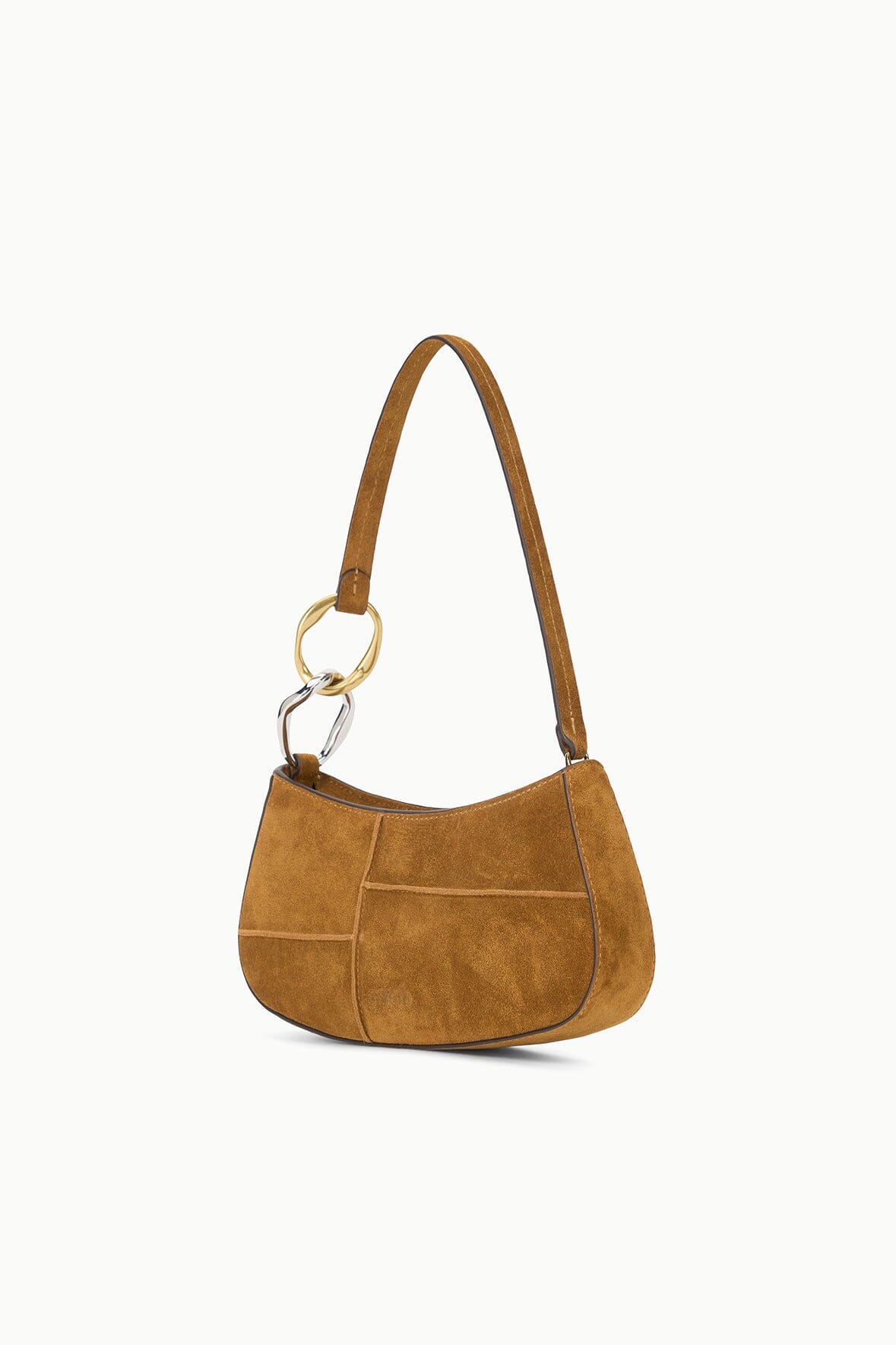 STAUD | Ollie Bag Tan Patchwork Suede Mini Shoulder Bag - Staud