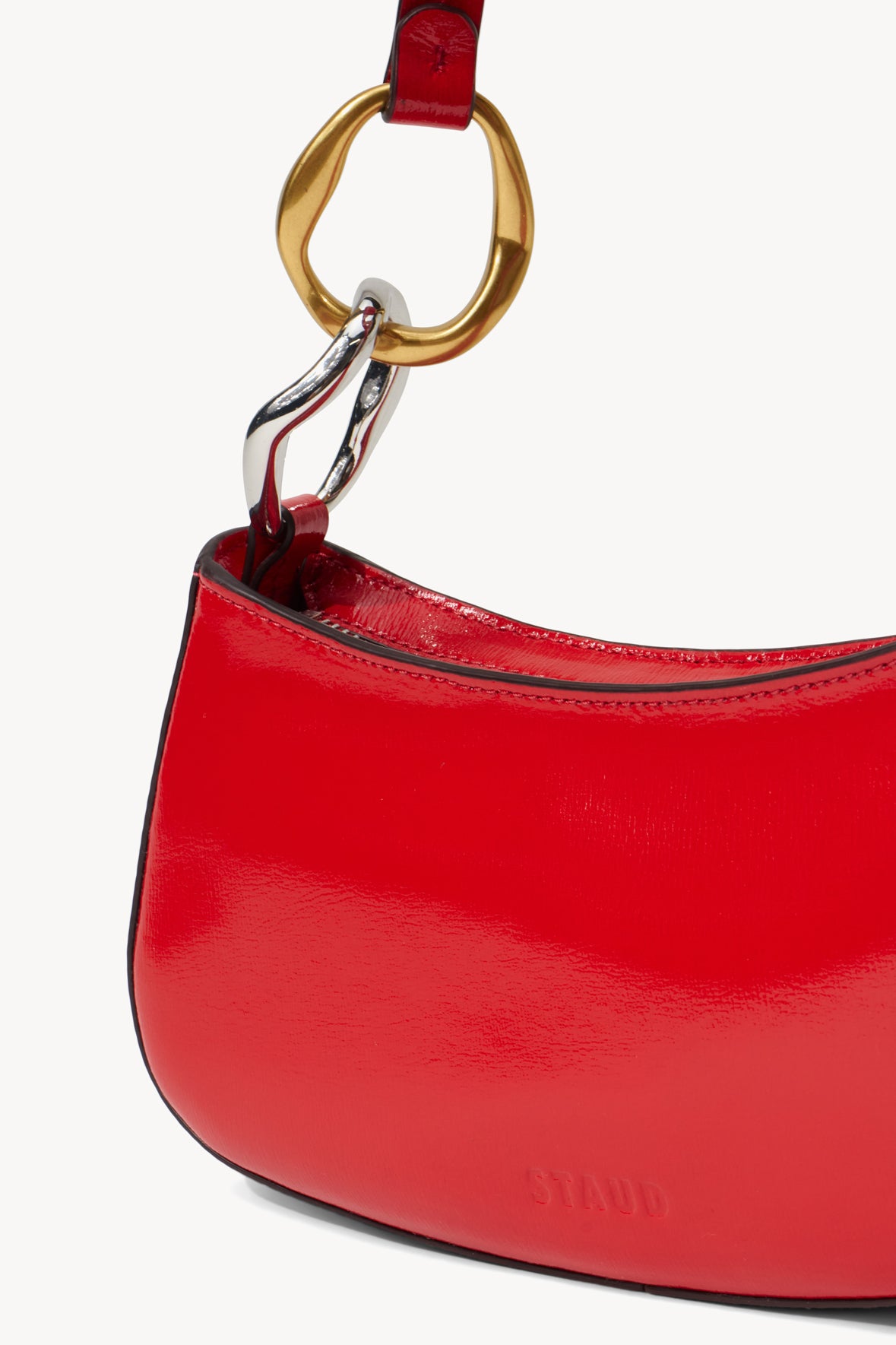 STAUD | Ollie Bag Cherry Red Leather Mini Shoulder Bag - Staud