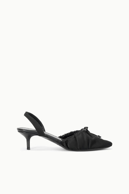 STAUD | Alba Ballet Slingback Black Satin