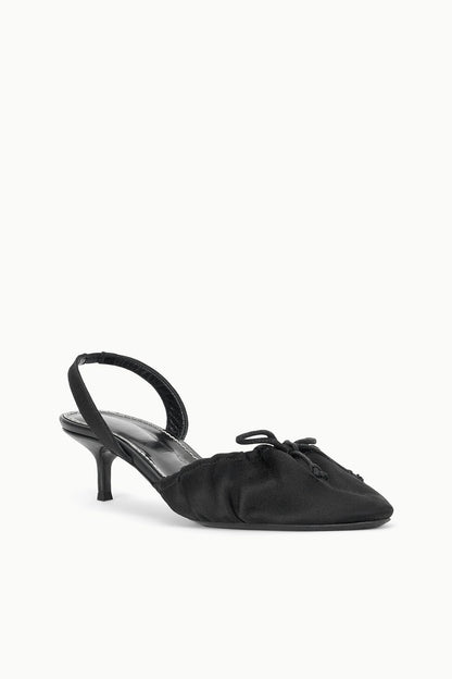STAUD | Alba Ballet Slingback Black Satin