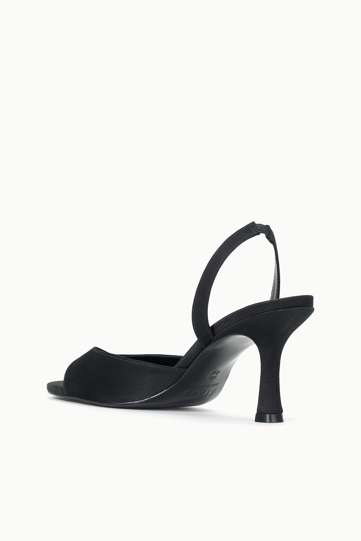 STAUD | Brigitte Heel Black Satin 2