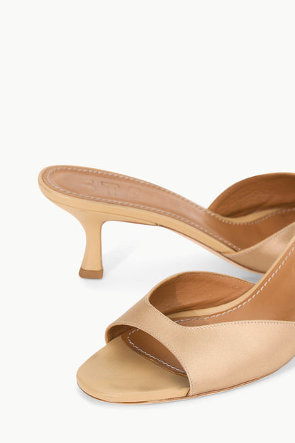 STAUD | Brigitte Satin Mule Camel