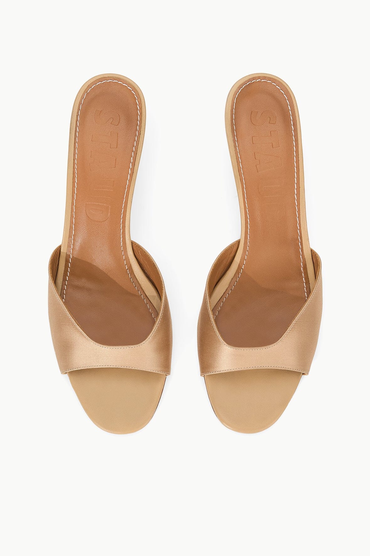 STAUD | Brigitte Satin Mule Camel
