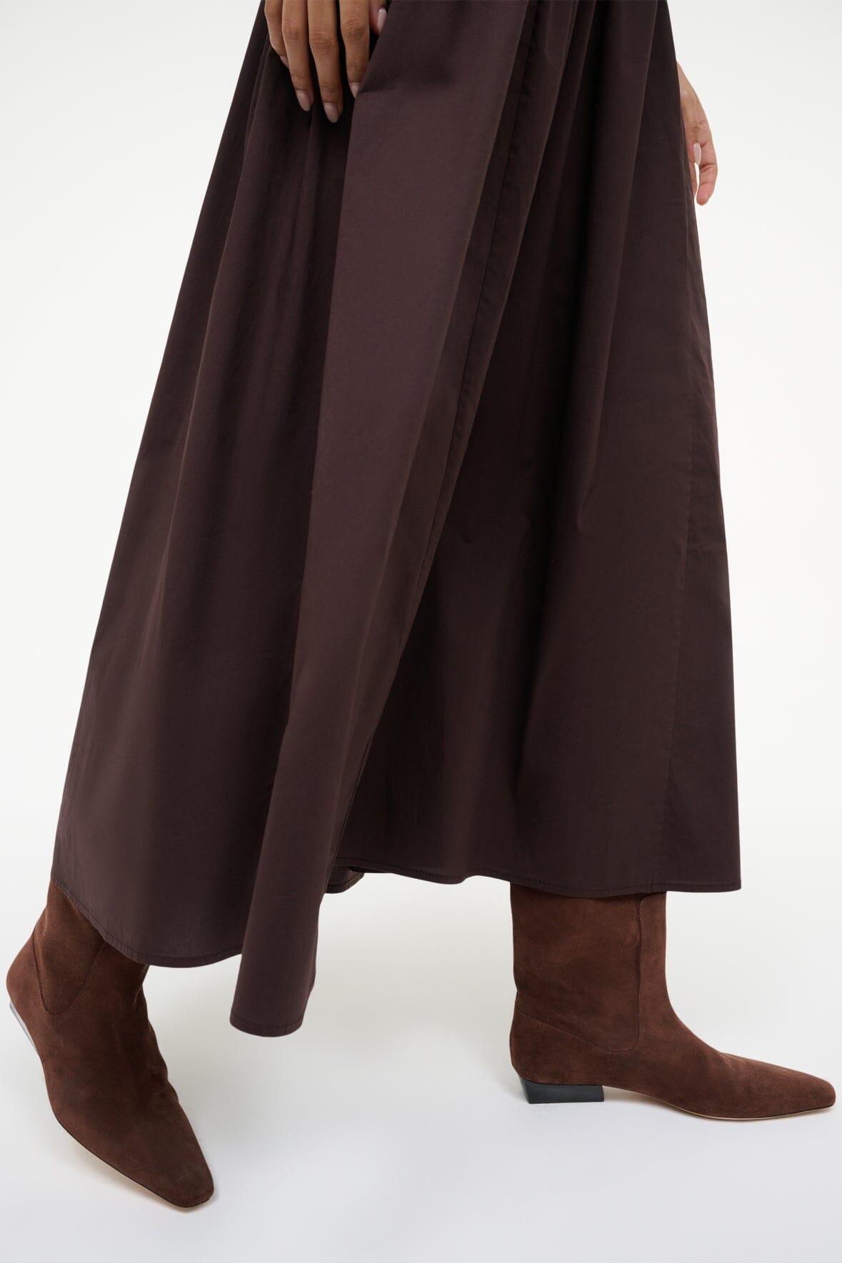 STAUD | Wally Flat Boot Mahogany Suede